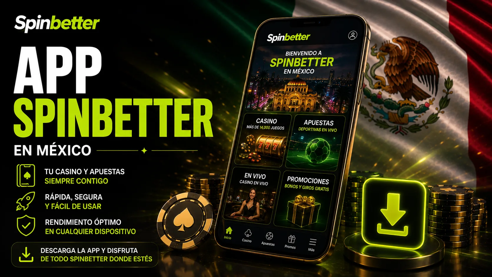 app SpinBetter en México: Android APK y acceso en iPhone