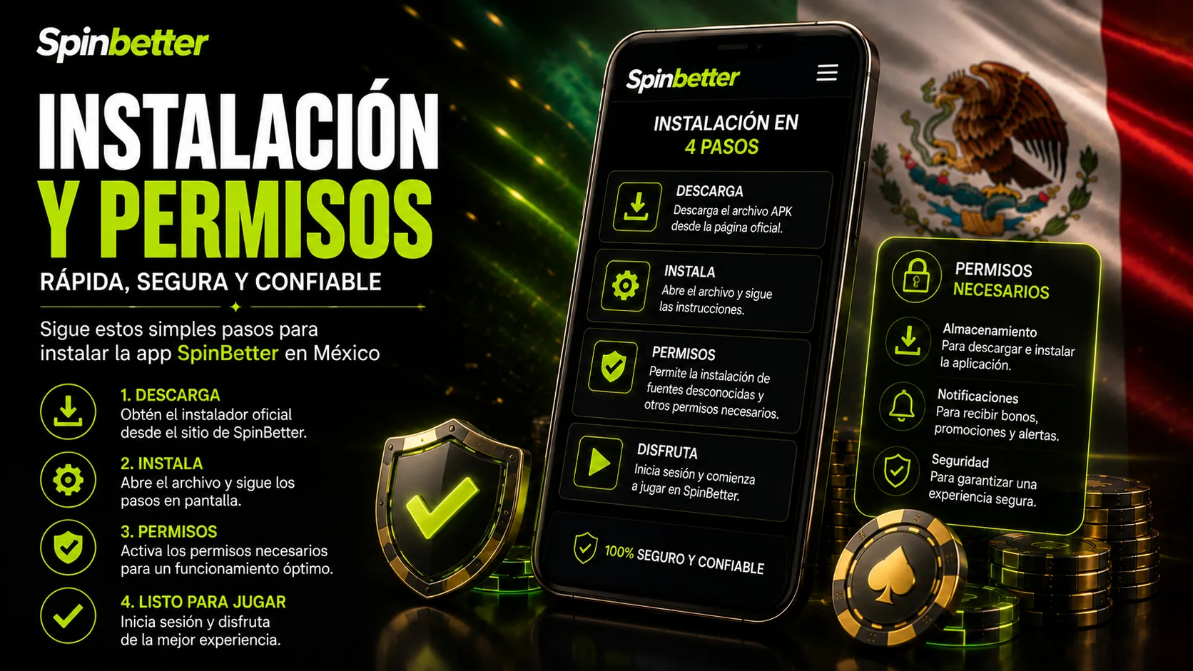 instalación del apk SpinBetter y permisos en Android